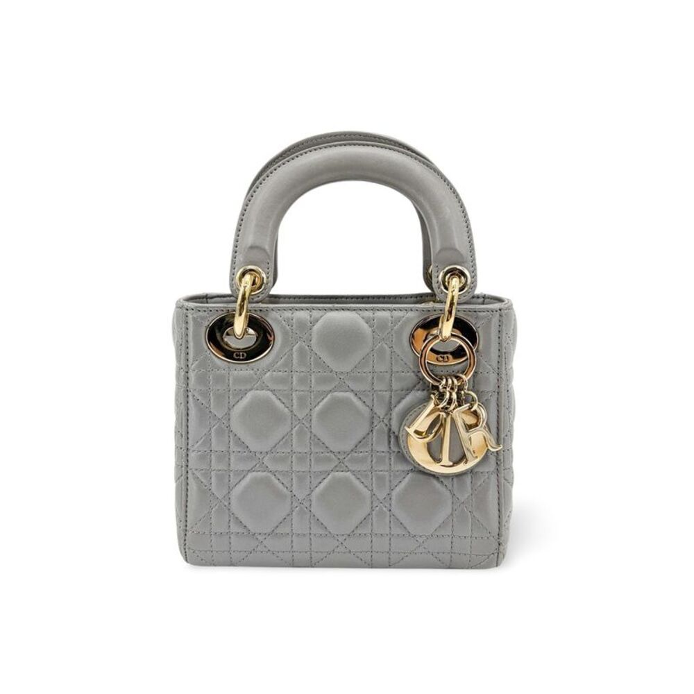Dior Mini Lady Dior Bag Steel Grey Lambskin Gold Hardware